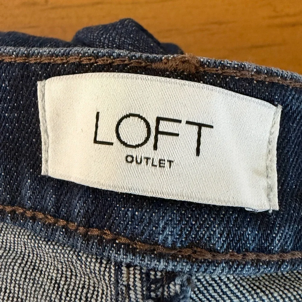 Loft Outlet Skinny Crop Jeans Women 16 (38x24.5) Blue Denim Frayed Hem Dark Wash